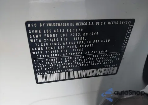 2024 Volkswagen Taos 1.5T Se Black from USA, damaged, VIN 3VVJX7B29RM118339